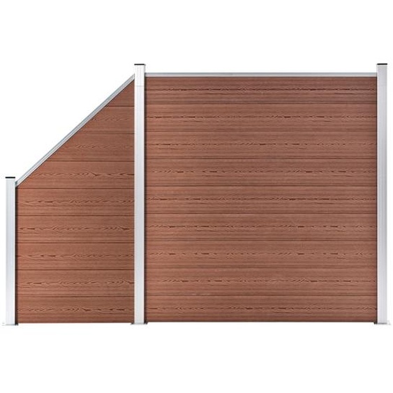 Ensemble de clôture WPC 1 Carré + 1 Incliné 273x186 cm Marron