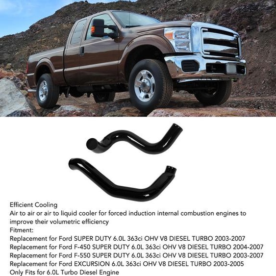 Kit de colliers de serrage pour refroidisseur dair de suralimentation turbo, tube de turbine de rechange en acier inoxydable pour Ford F-450 F-550 SUPER DUTY, noir