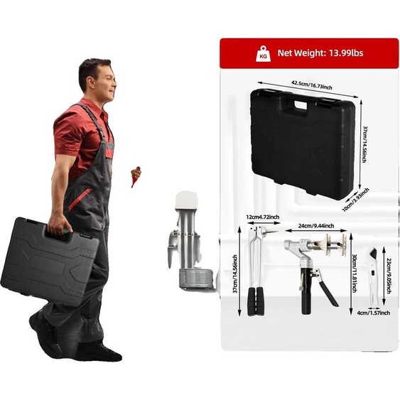 Kit de coupe hydraulique à glissière, allongement polyvalent des tubes, jeu doutils complet, argent