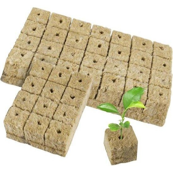 Kit de cubes Rockwool 4 x 4 x 4 cm - 42 pièces - Bac de culture hydroponique - Bac de bouturage et de multiplication sans terre.