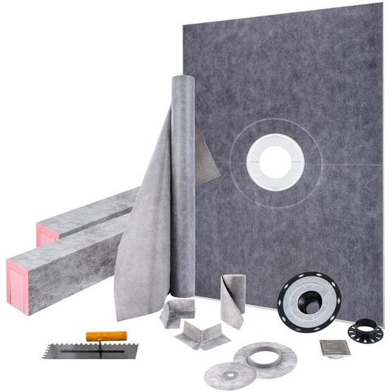 Kit de douche VEVOR, 96,5 x 152,4 cm, ABS, étanche, avec bride centrale ABS de 10,2 cm, grille en acier inoxydable de 10,2 cm et truelle, cabine de douche découpable, receveur de douche, adapté aux salles de bains