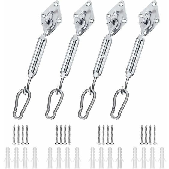 Kit de Fixation Voile dombrage, Kit de Fixation pour Voile de Jardin pour Voile Dombrage en Acier Inoxydable 304 pour Triangle Carré Rectangle et