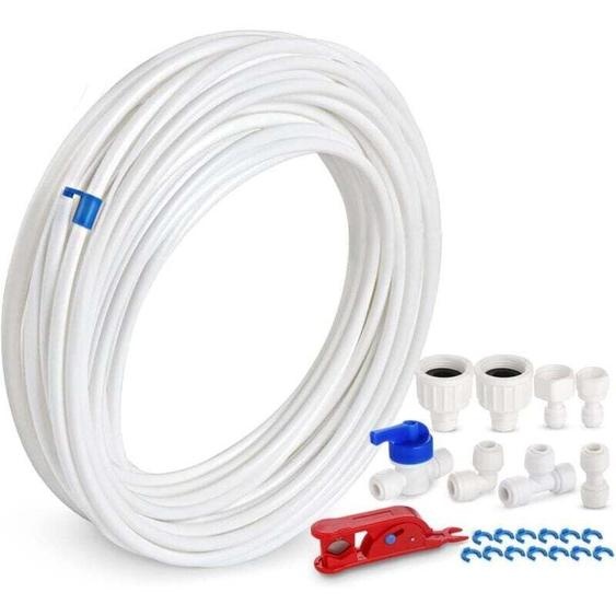 Kit de Frigo Tuyau Dalimentation en Eau Universel 15M, Tuyau Dalimentation en Eau avec Raccord de Connecteur pour Réfrigérateur Samsung Double