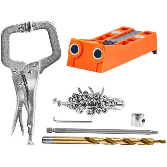 Kit de gabarit pour perçage dangle, modèle Pocket Hole, avec double trou, embout carré et pinces en C