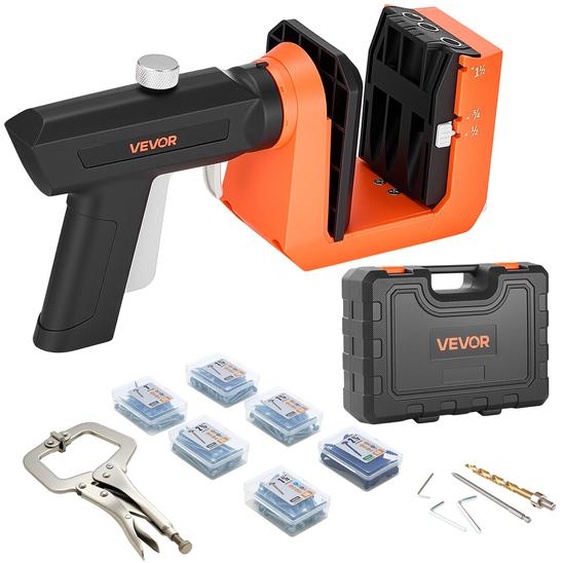 Kit de gabarits de perçage pour trous borgnes SucceBuy, 12,7, 19 et 38,1 mm, poignée pivotante à 360°, 260 vis, pince en C, bague de butée, foret, réglage et serrage faciles, adapté au travail du bois