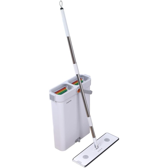 Kit de nettoyage à plat, en microfibre, avec seau et bouchon de vidange