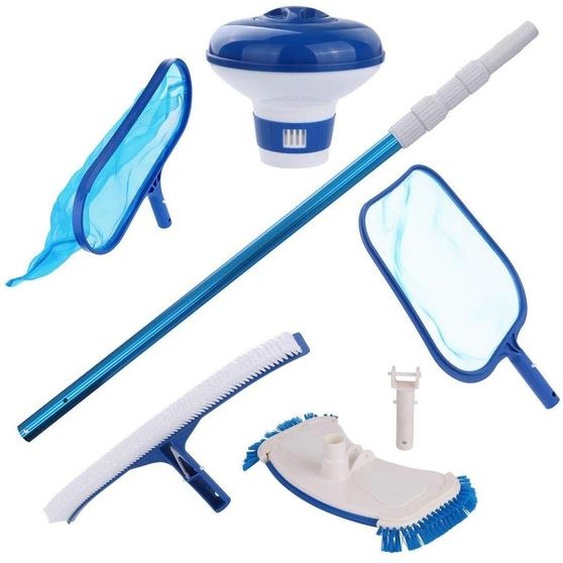 Kit de nettoyage de piscine - Ensemble de 6 pièces avec une tige télescopique en aluminium