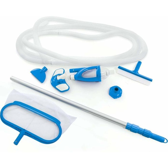 Kit de nettoyage pour piscine Intex, manche télescopique 2,79m / tuyau 7,5m / 2 pièces. Aspirateur de fond avec tamis de filtration à raccorder à la pompe de filtration,