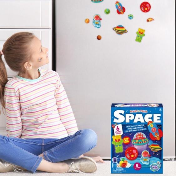 Kit de peinture « Astronautes de lespace et extraterrestres » avec moule en plâtre, aimant pour réfrigérateur, kit dart et de bricolage, jouet DIY, cadeau pour enfants, garçons et filles