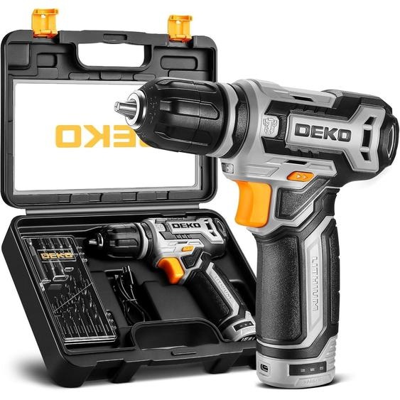 Kit de perceuse sans fil 12V avec accessoires, couleur gris, 13 pièces, 800 tr/min, câble de charge Type-C, éclairage LED
