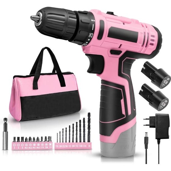 Kit de perceuses-visseuses sans fil, batterie au lithium 12V, lumière LED, avec 2 × batterie