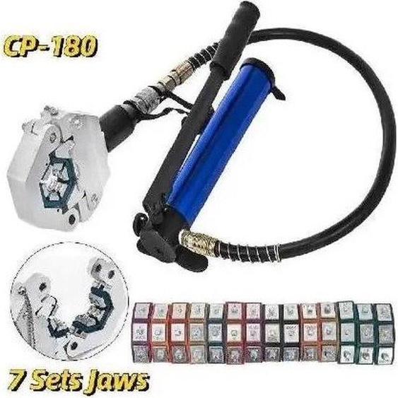 Kit de pinces à sertir hydrauliques - Pompe en aluminium - 7 matrices - Outils de sertissage