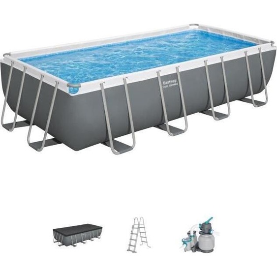 Kit de piscine hors sol pour piscines tubulaires – Steel Pro Max – 549 x 274 x 122 cm – rectangulaire (filtre à sable, échelle, couverture)