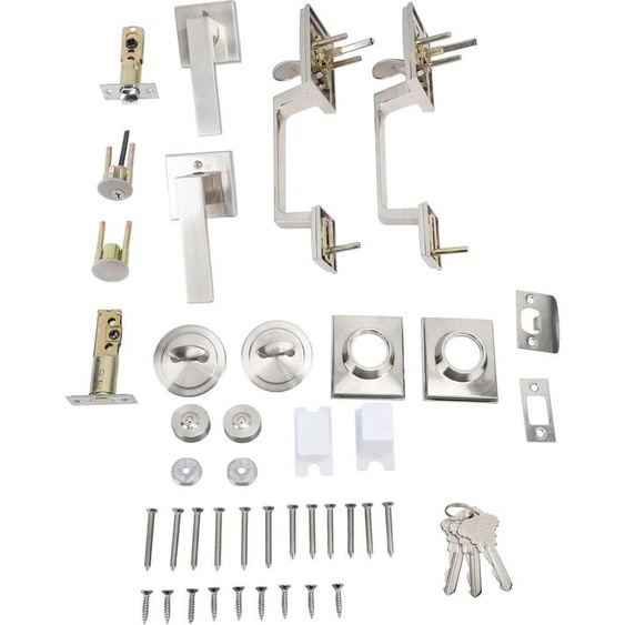 Kit de poignée de porte double, ajustement réglable, alliage de zinc durable, argenté