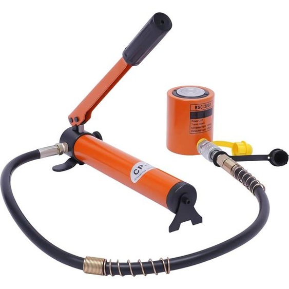 Kit de pompe hydraulique manuelle avec vérin - BSC-20 + CP-180 - 20 tonnes - 70 MPa - Réservoir dhuile 350 ml - Acier - Orange
