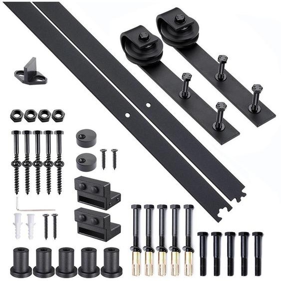 Kit de porte coulissante système galandage pour porte dune épaisseur de 35-45 mm et largeur max. 1 m charge max. 100 Kg acier brun foncé - Homcom