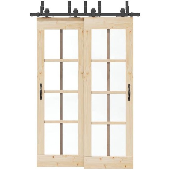 Kit de quincaillerie de porte coulissante 152,5 cm acier noir