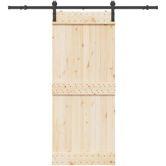 Kit de quincaillerie de porte coulissante 183 cm Acier Noir