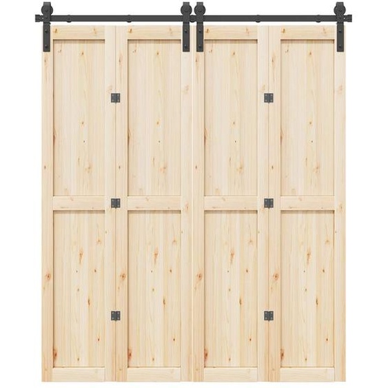 Kit de quincaillerie de porte coulissante 183 cm Acier Noir