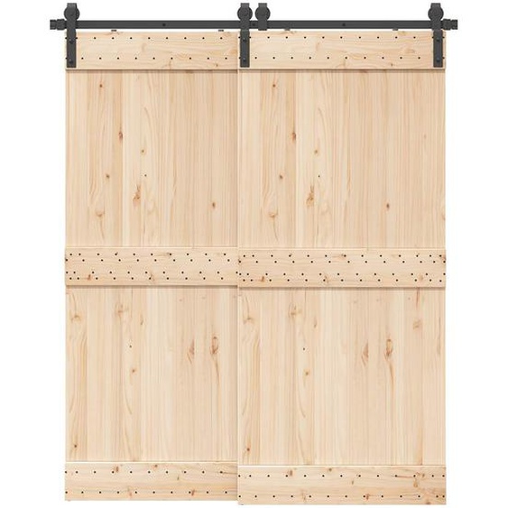 Kit de quincaillerie de porte coulissante 183 cm Acier Noir