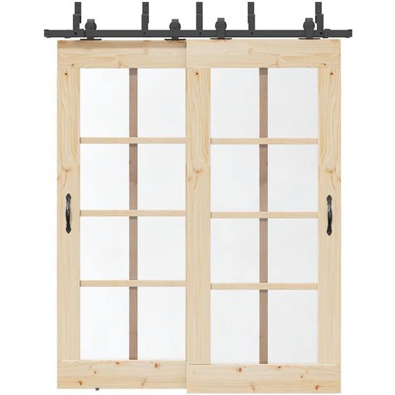 Kit de quincaillerie de porte coulissante 183 cm Acier Noir