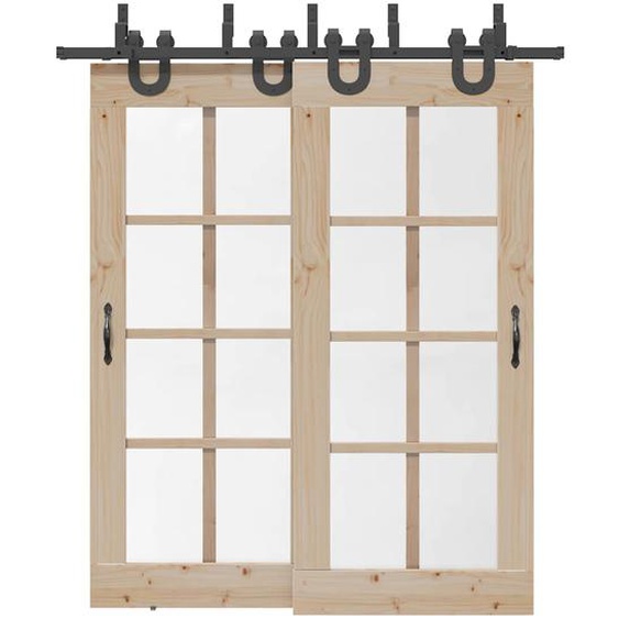 Kit de quincaillerie de porte coulissante 200 cm Acier Noir