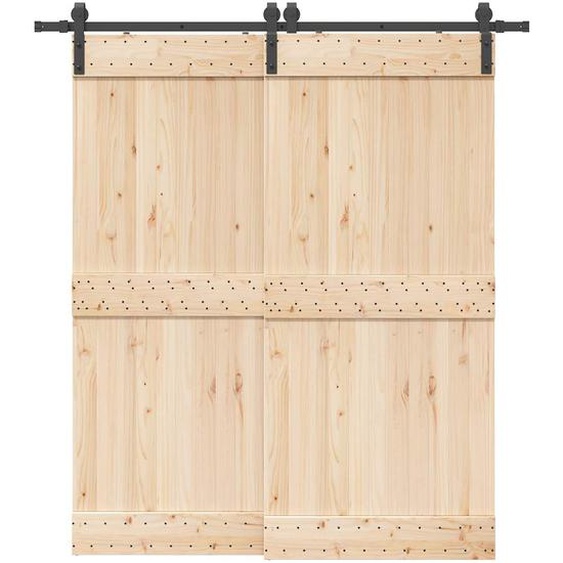Kit de quincaillerie de porte coulissante 200 cm Acier Noir