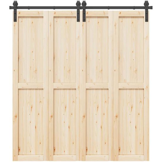 Kit de quincaillerie de porte coulissante 200 cm Acier Noir