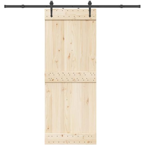 Kit de quincaillerie de porte coulissante 213,5 cm acier noir