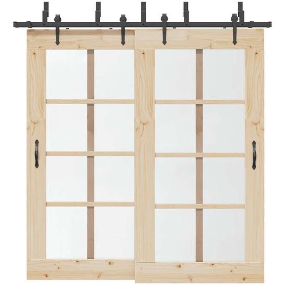 Kit de quincaillerie de porte coulissante 213,5 cm acier noir