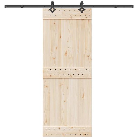 Kit de quincaillerie de porte coulissante 213,5 cm acier noir