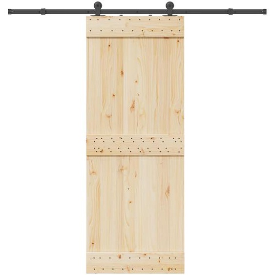 Kit de quincaillerie de porte coulissante 213,5 cm acier noir