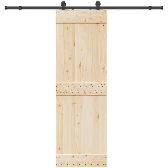 Kit de quincaillerie de porte coulissante 213 cm acier noir