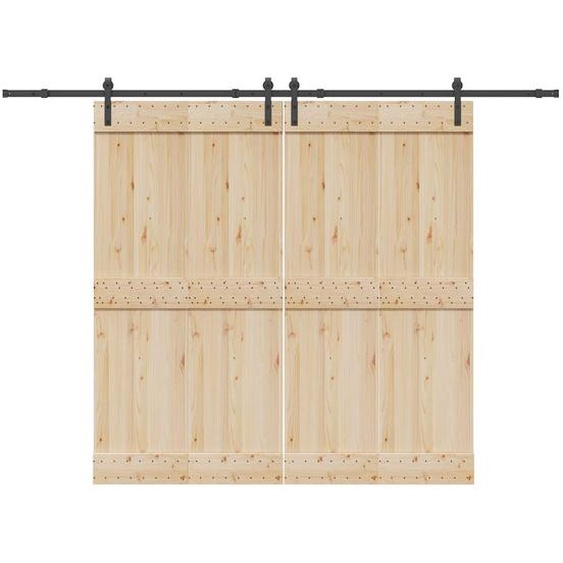 Kit de quincaillerie de porte coulissante 305 cm acier noir