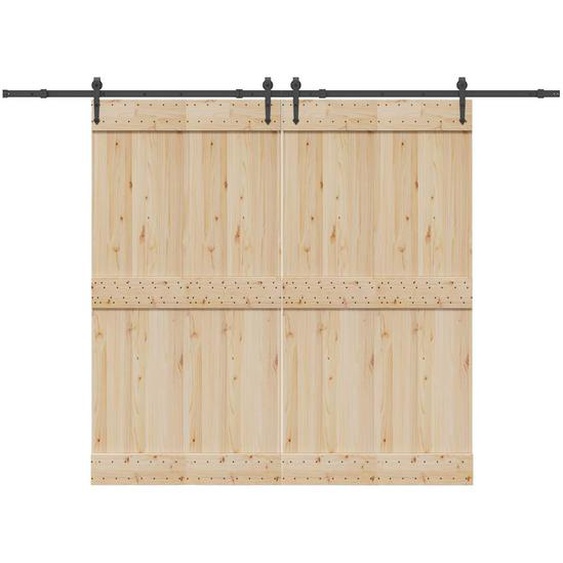 Kit de quincaillerie de porte coulissante 305 cm acier noir