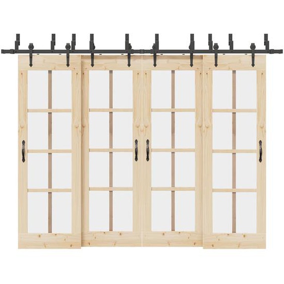 Kit de quincaillerie de porte coulissante 305 cm acier noir