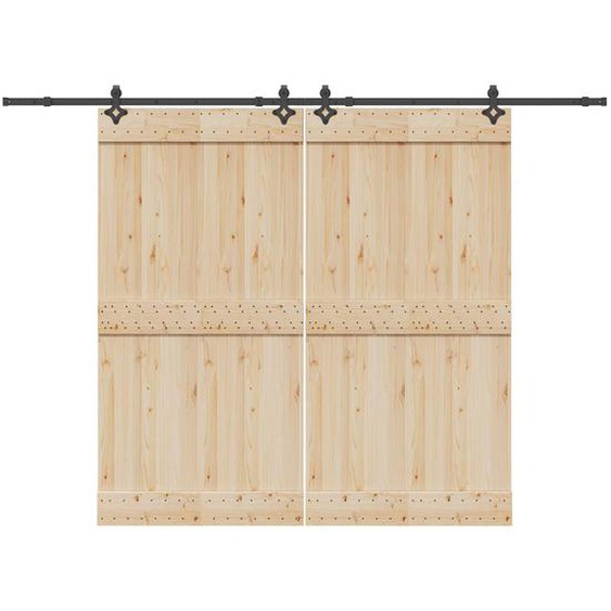 Kit de quincaillerie de porte coulissante 305 cm acier noir