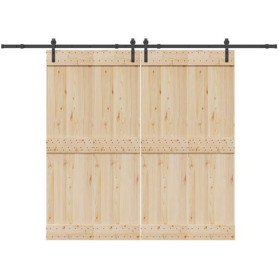 Kit de quincaillerie de porte coulissante 305 cm acier noir