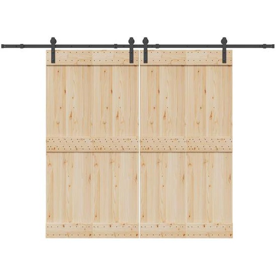 Kit de quincaillerie de porte coulissante 305 cm acier noir