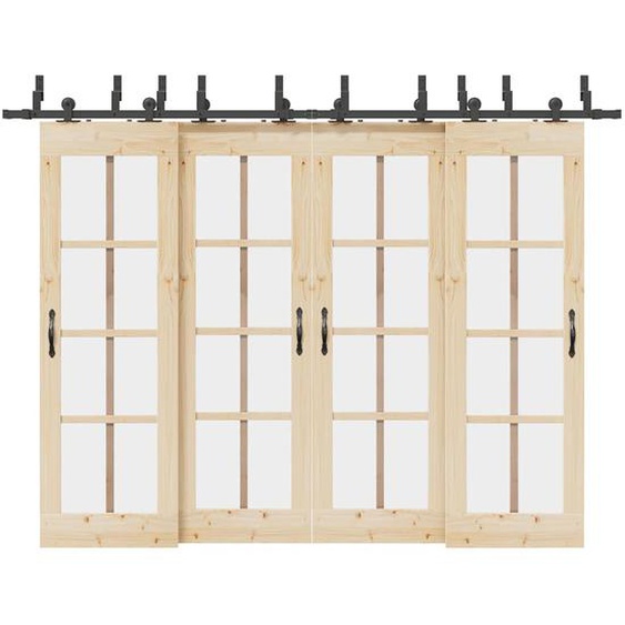 Kit de quincaillerie de porte coulissante 305 cm acier noir