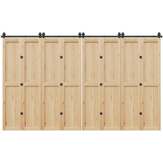 Kit de quincaillerie de porte coulissante 366 cm acier noir