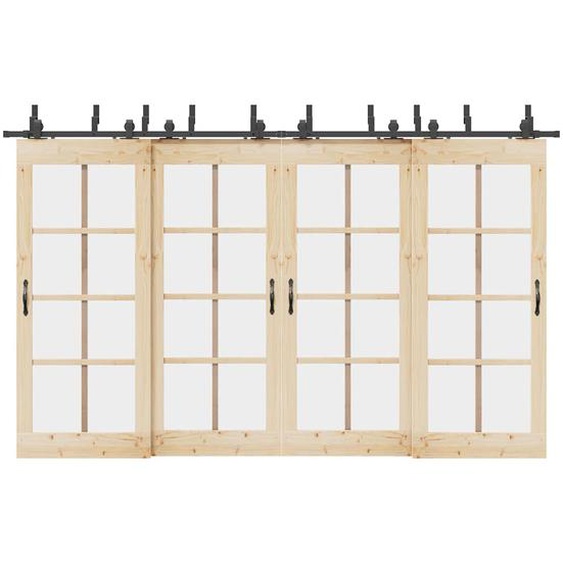 Kit de quincaillerie de porte coulissante 366 cm acier noir