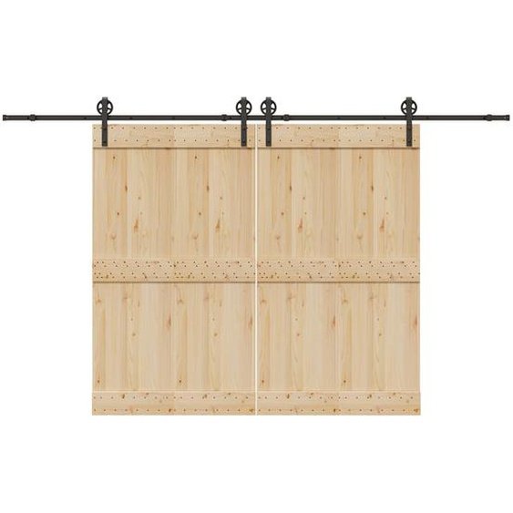 Kit de quincaillerie de porte coulissante 366 cm acier noir