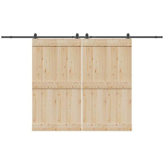 Kit de quincaillerie de porte coulissante 366 cm acier noir