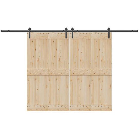 Kit de quincaillerie de porte coulissante 366 cm acier noir