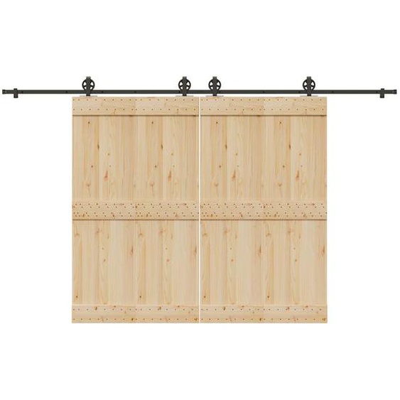 Kit de quincaillerie de porte coulissante 366 cm acier noir