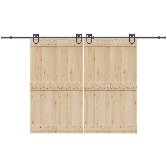 Kit de quincaillerie de porte coulissante 366 cm acier noir