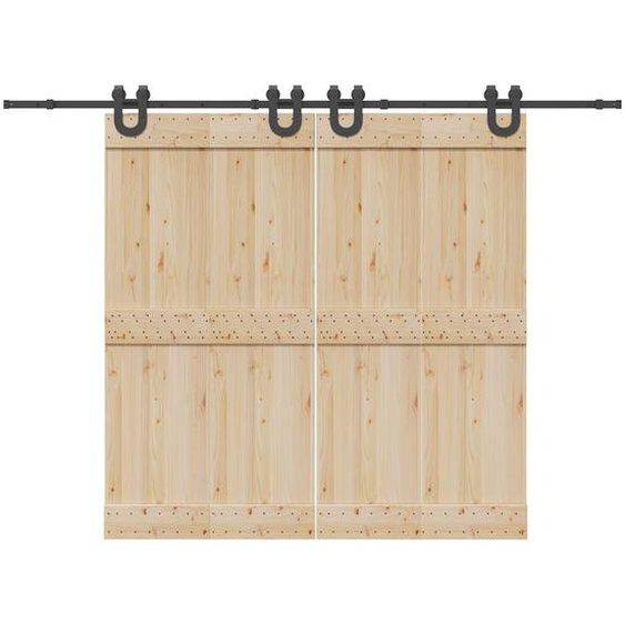 Kit de quincaillerie de porte coulissante 366 cm acier noir