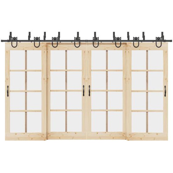 Kit de quincaillerie de porte coulissante 366 cm acier noir