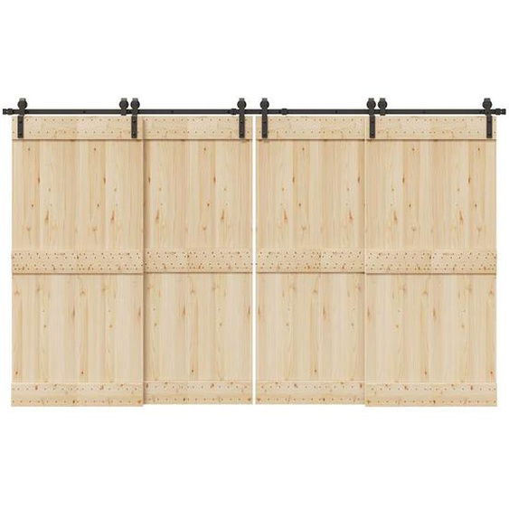 Kit de quincaillerie de porte coulissante 366 cm acier noir